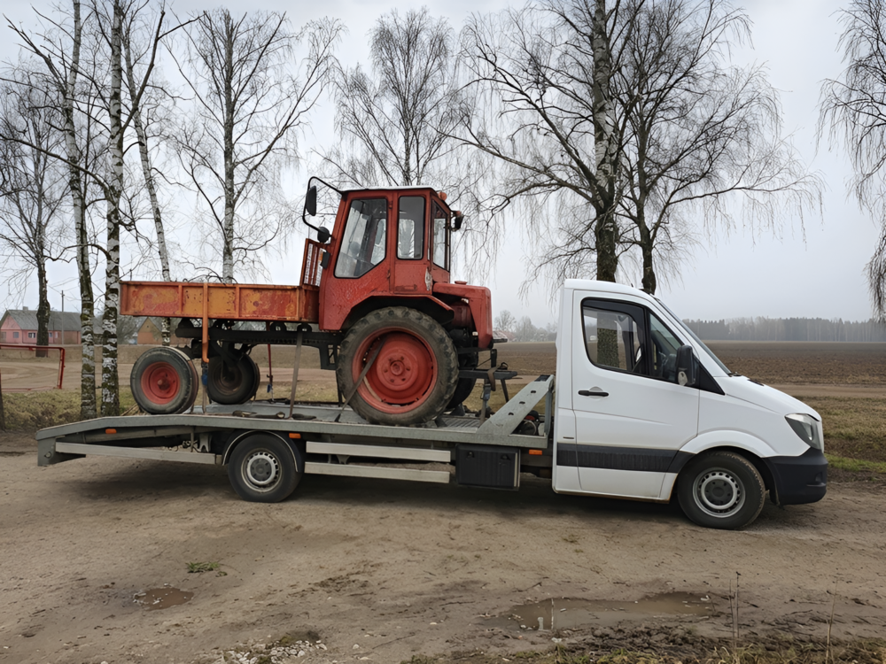 Ekskavatorių, krautuvų, traktorių ir kitos technikos pervežimas.